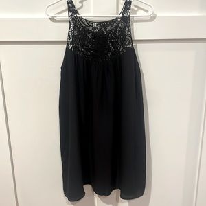 Black mini dress with lace detail at the top, Sz S, like new